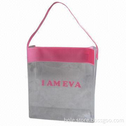 Promotion PVC Bag with Handle, Printing Logo and Nylon Zipper Closure